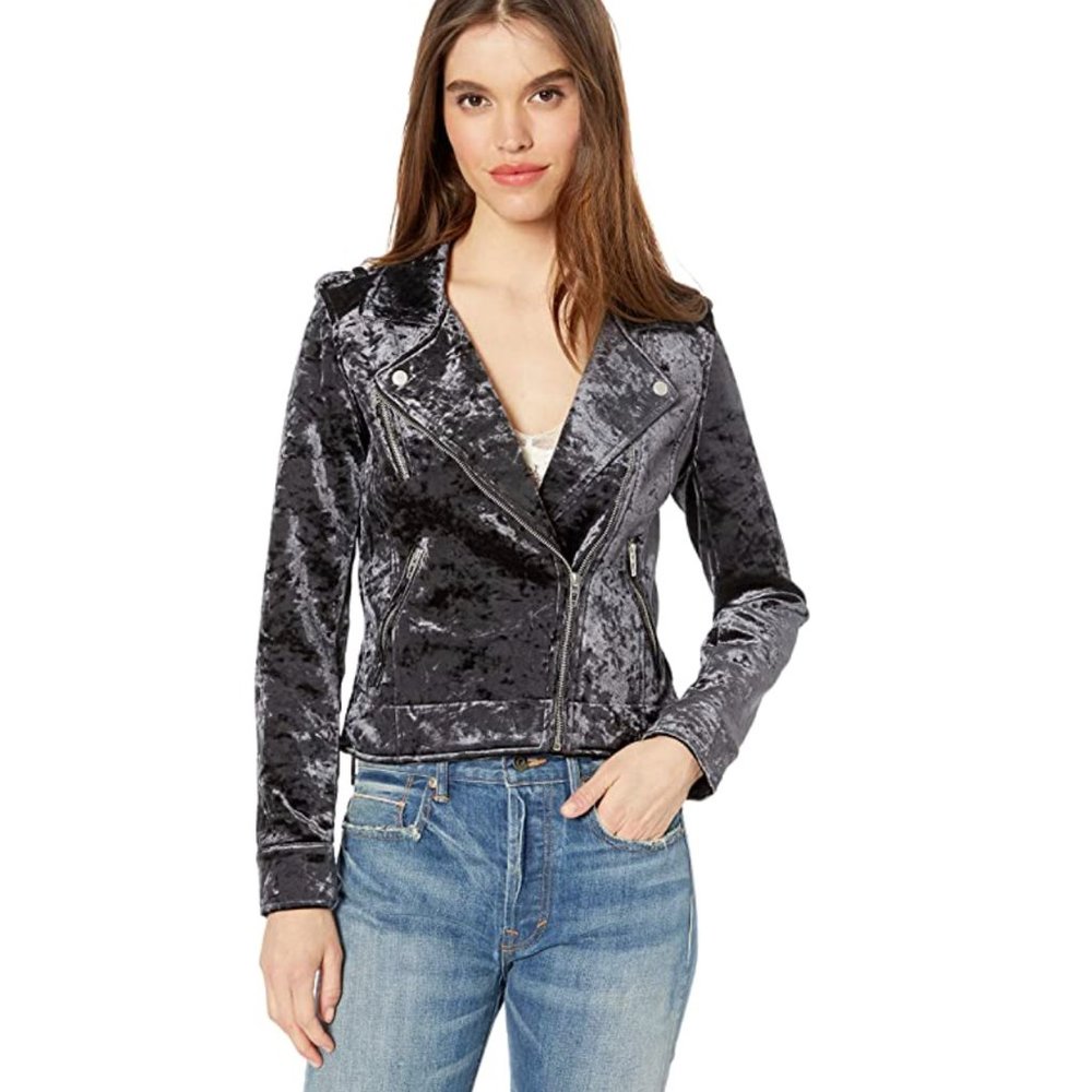 *NWOT* Crushed Velvet Moto Jacket
